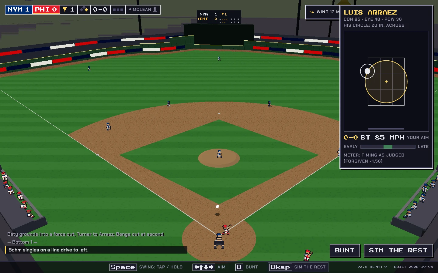 Hitting view with the contact circle against a pitch