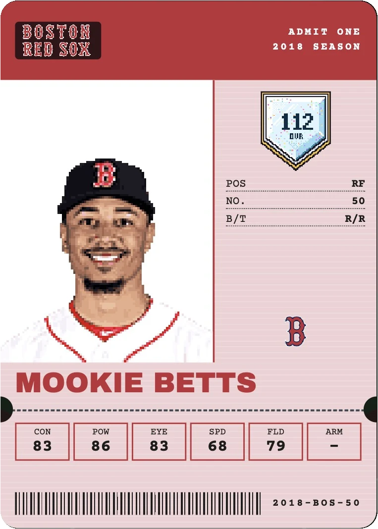 2018 Mookie Betts card, 112 overall
